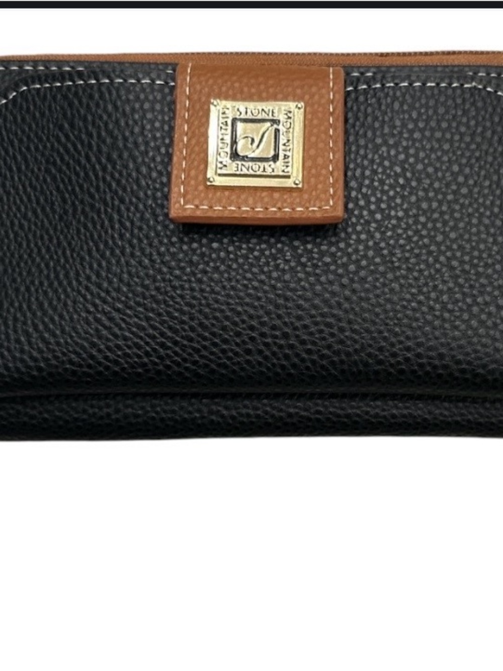Stone Mountain Black & Brown Pebble Leather Zip Around Women’s Wallet Purse